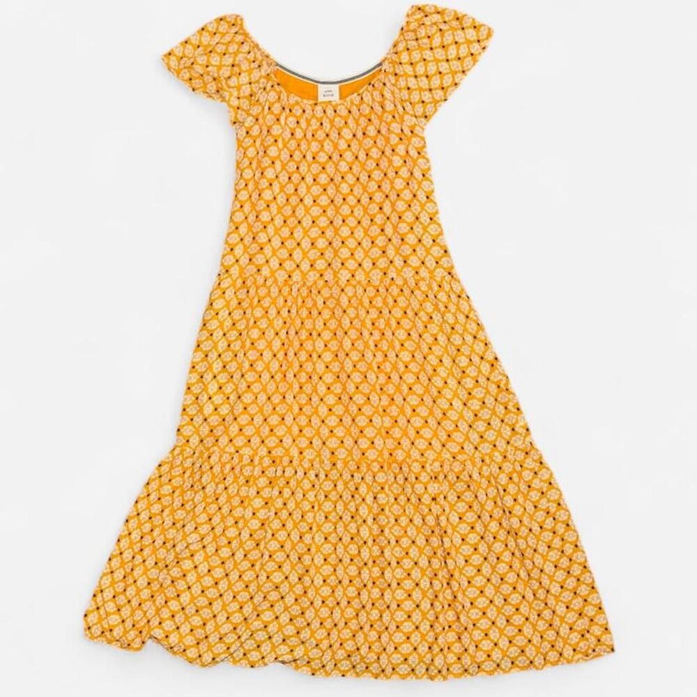 Yellow Cottagecore Prairie Maxi Dress with Cap Sleeves from Pink Rose, Size XS